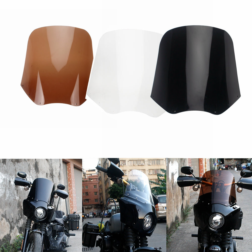 Motorcycle 15" Windshield Replace Headlight Fairings Windscreen For Harley Dyna Low Rider Street Bob Super Glide - pazoma