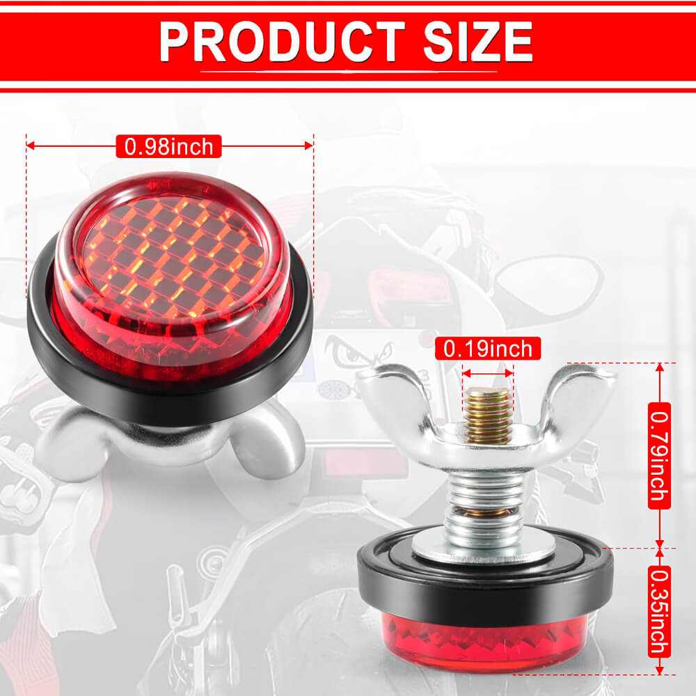 4pcs Red Mini Warning Reflective License Number Plate Tag Bolt