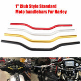 1" 25.4mm Diameter Club Style Moto Bars Aluminum Standard Handlebar For Harley Dyna Low Rider FXDLS Fat Street Bob FXDF FXDB FXBB Sportster - pazoma