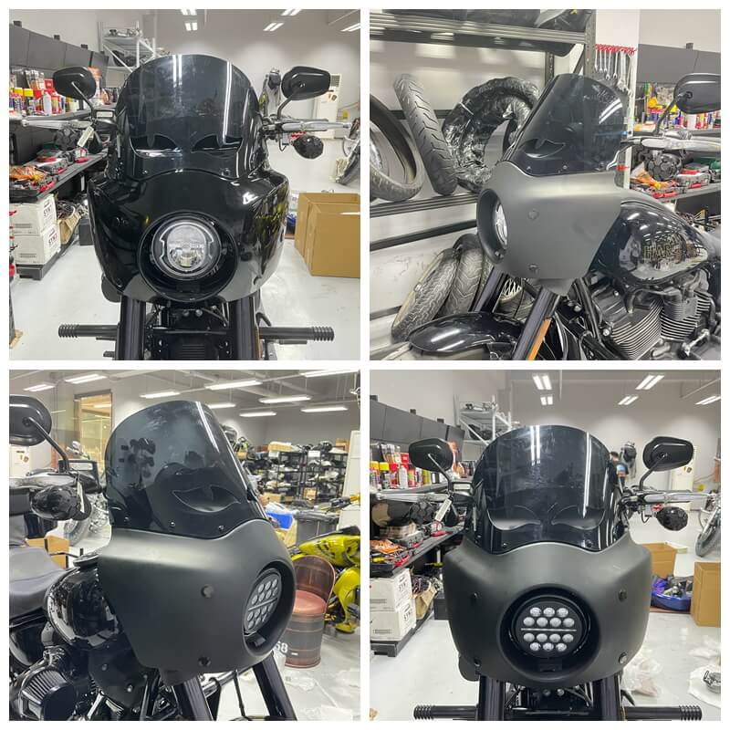 11" Headlight Fairing Black Smoke Eye Shape Vented Windshield Replacement Windscreen For Harley - pazoma