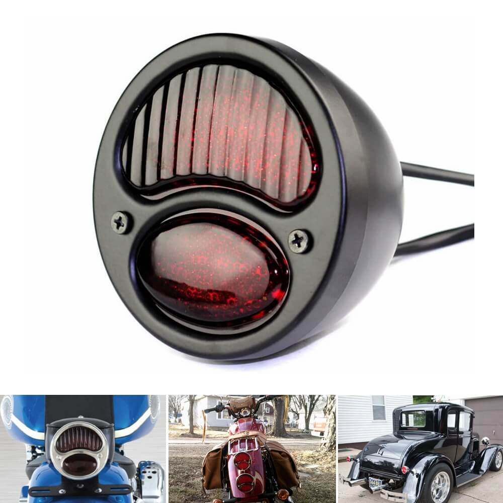 Harley Chopper Bobber Cafe Racer Vintage Retro Motorcycle Modification LED  Brake Taillight Tail Warning Signal Light