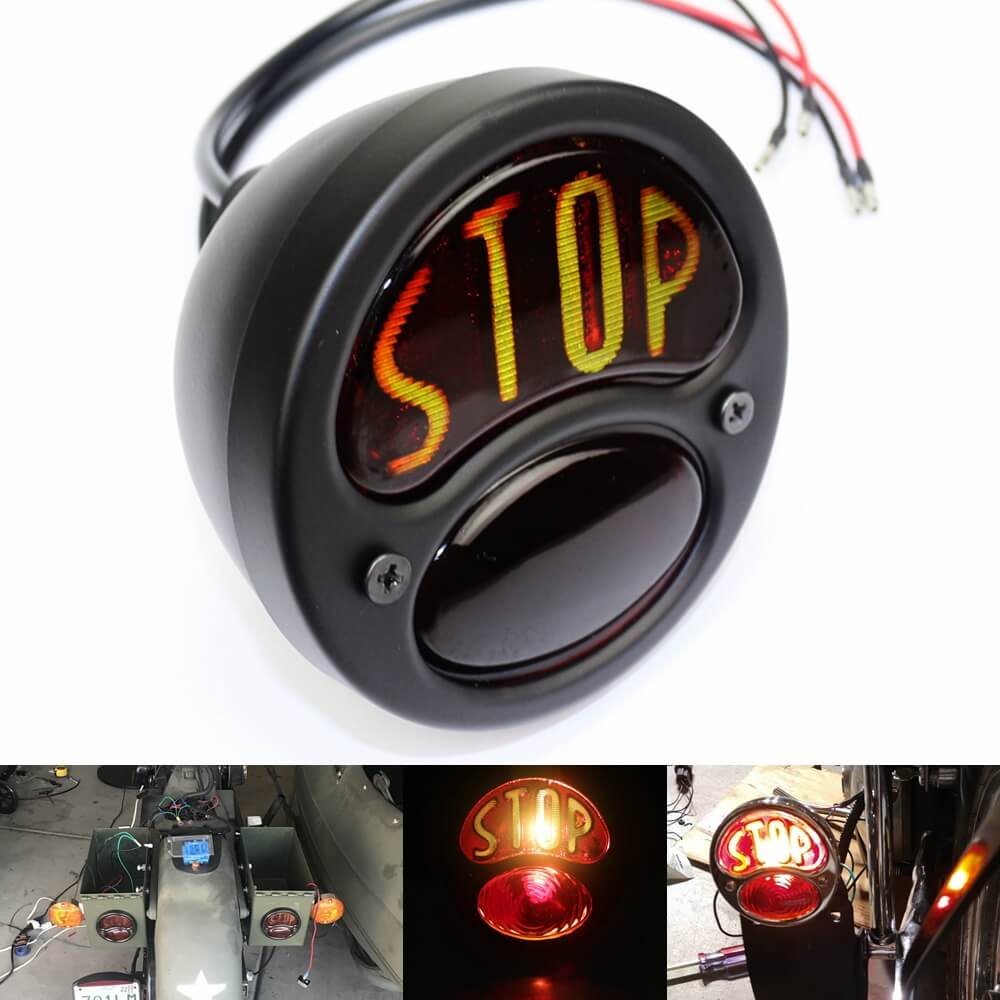 "STOP" Script Brake Taillight 1928-1932 Ford Model A Duolamp Tail Light For Harley Bobber Chopper Cafe Racer Old School - pazoma