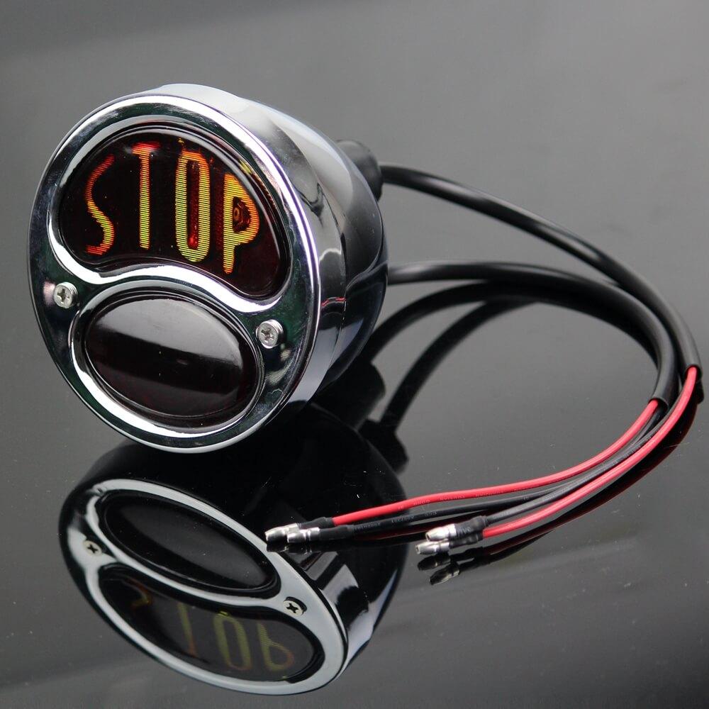"STOP" Script Brake Taillight 1928-1932 Ford Model A Duolamp Tail Light For Harley Bobber Chopper Cafe Racer Old School - pazoma