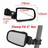 UTV Cast Aluminium Pursuit Side View Mirror Compatible for Yamaha Viking Honda Talon Kawasaki Mule Kubota RTV1100  2 inches Roll Cage Pair - pazoma