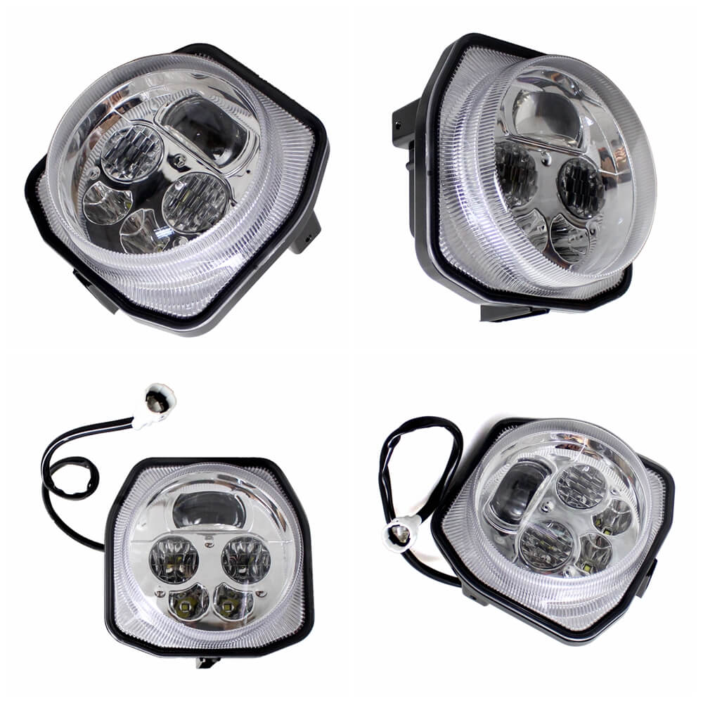 ATV UTV LED Headlight Chrome Front High & Low Beam Lights For Yamaha YXZ1000R YXZ10 EPS SS SE Grizzly EPS 4WD YFM70 Wolverine X4 X2 YXE85 16-20 - pazoma