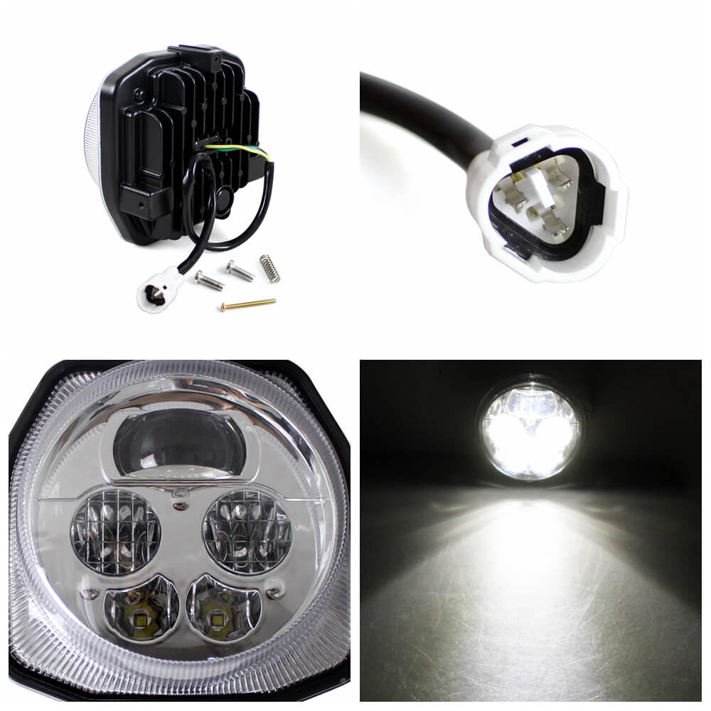 ATV UTV LED Headlight Chrome Front High & Low Beam Lights For Yamaha YXZ1000R YXZ10 EPS SS SE Grizzly EPS 4WD YFM70 Wolverine X4 X2 YXE85 16-20 - pazoma