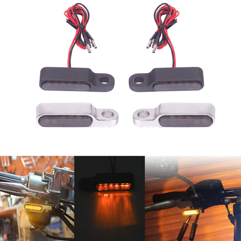 Mini LED Turn Signals Indicators Blinker Light Amber E Mark Brake Clutch Marker For Touring Softail Slim Electra Road Street Glide - pazoma