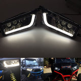 2014-2020 Polaris General RZR 1000 XP Turbo RZR 900 Black & White Angel Eye LED Headlights Halo Kit Conversion Replacement Headlamp DRL - pazoma