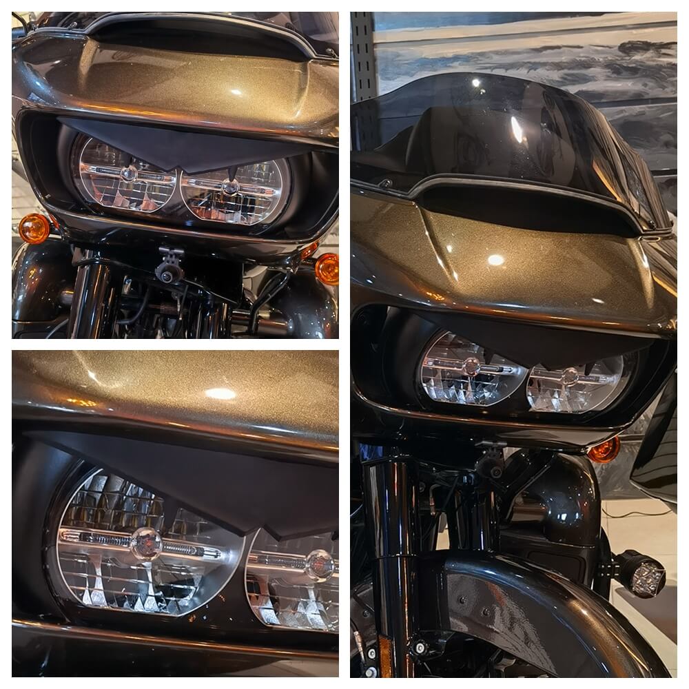 Harley Road Glide ST Special Limited CVO FLTRX FLTRK FLTRXS FLTRXSE FLTRXST FLTRKSE Headlight Mean Mug Bezel Eyebrow Eyelid Cover Trim Sticker 15up - pazoma