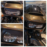 2015 & up Mean Mug Bezel For Harley Road Glides Headlight Gas Capital Customs Eyebrow Eyelid Sticker Decoration Upper Tip Cover Visor Accent Trim - pazoma