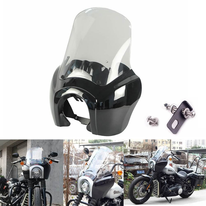 Harley Softail 18+ Street Bob FXBB 114 FXBBS Low Rider FXLR FXST T Sport Fairing Outer w/15" Windshield Headlight Relocation Block - pazoma