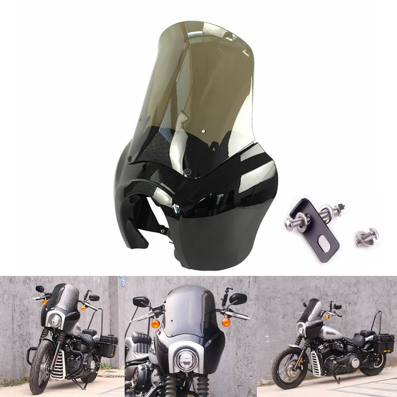 Harley Softail 18+ Street Bob FXBB 114 FXBBS Low Rider FXLR FXST T Sport Fairing Outer w/15" Windshield Headlight Relocation Block - pazoma