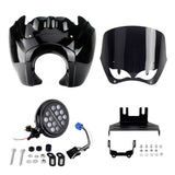 Harley Softail Low Rider S 114 117 FXLRS T-Sport Fairing w/ Eye Shape Vented Windscreen Windshield 5.75'' LED Headlight Projection Headlamp Kit - pazoma