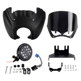 Harley Softail Low Rider S 114 117 FXLRS T-Sport Fairing w/ Eye Shape Vented Windscreen Windshield 5.75'' LED Headlight Projection Headlamp Kit - pazoma