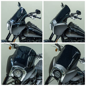 2020-2025 Harley Softail Low Rider S 114 117 FXLRS T-Sport Fairing Windshield w/ 5.75'' LED Headlight + Bracket + Bezels Trim Cover - pazoma
