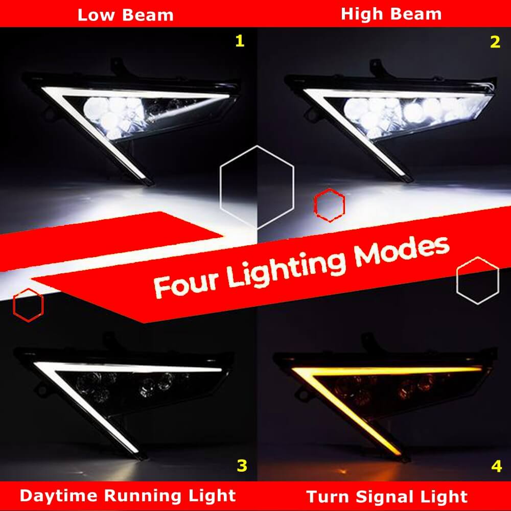 2020-2021 Polaris RZR PRO XP 4 LED Headlights w/Turn Signal Light & Daytime Running Light (DRL) Front Headlamp - pazoma