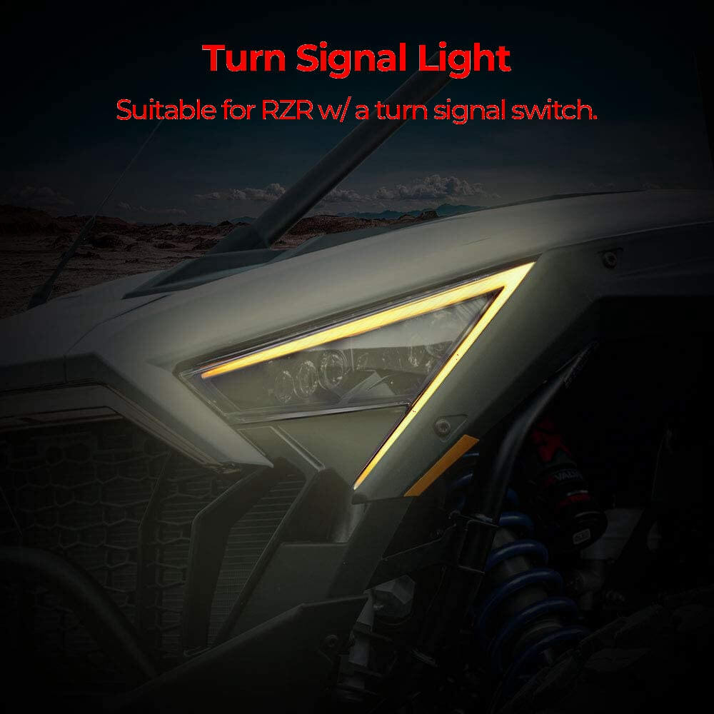 2020-2021 Polaris RZR PRO XP 4 LED Headlights w/Turn Signal Light & Daytime Running Light (DRL) Front Headlamp - pazoma
