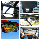 Polaris Ranger RZR Can Am Commander Maverick Yamaha Viking Rhino Honda Gato UTV Rear View Mirror 1.5"-2" Roll Cage with Shatter-Proof Tempered Glass - pazoma