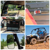 Polaris Ranger RZR Can Am Commander Maverick Yamaha Viking Rhino Honda Gato UTV Rear View Mirror 1.5"-2" Roll Cage with Shatter-Proof Tempered Glass - pazoma