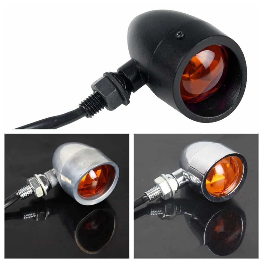 Bullet Heavy Duty Motorcycle Retro Turn Signals Light Flashers Blinkers Indicators  For Harley Cruiser Cafe Racer Chopper Bobber - pazoma