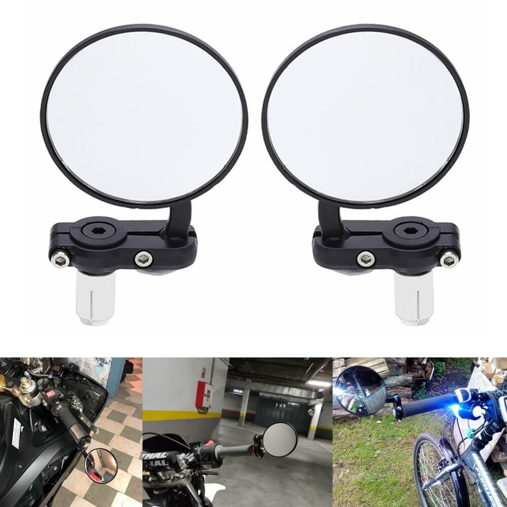 Universal Motorcycle Rearview Side Mirror - 3.8 Inch Round Handlebar E