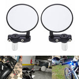 Motorcycle 2Pcs 3" Round 7/8" Handle Bar End Rearview Mirrors side mirror For Honda Suzuki Yamaha Cafe Racer Bobber Universal motorbike - pazoma