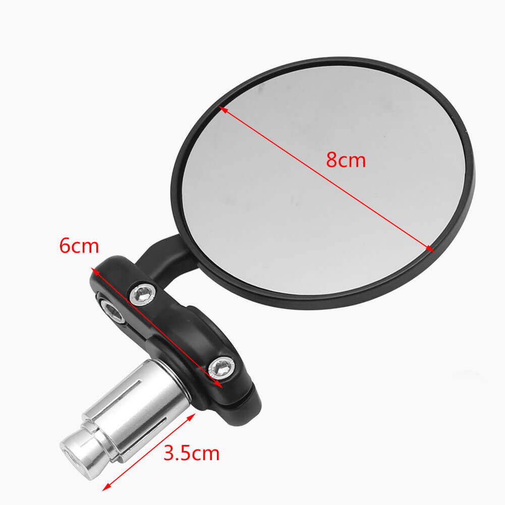 Motorcycle 2Pcs 3" Round 7/8" Handle Bar End Rearview Mirrors side mirror For Honda Suzuki Yamaha Cafe Racer Bobber Universal motorbike - pazoma