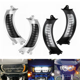 LED Headlight Bezel for Harley Road Glide Shark Nose Fairing Lighted Vent Trim Turn Signal Light with White DRL 2015-2022