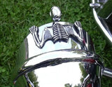 Small Chrome Headlight Visor Ornament Skull Skeleton Decorative Figure for 4" 4-1/2" 5-3/4" headlamp passing light Harley Suzuki Honda Yamaha - pazoma