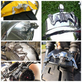 Small Chrome Headlight Visor Ornament Skull Skeleton Decorative Figure for 4" 4-1/2" 5-3/4" headlamp passing light Harley Suzuki Honda Yamaha - pazoma