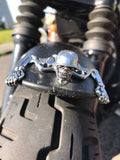 Small Chrome Headlight Visor Ornament Skull Skeleton Decorative Figure for 4" 4-1/2" 5-3/4" headlamp passing light Harley Suzuki Honda Yamaha - pazoma