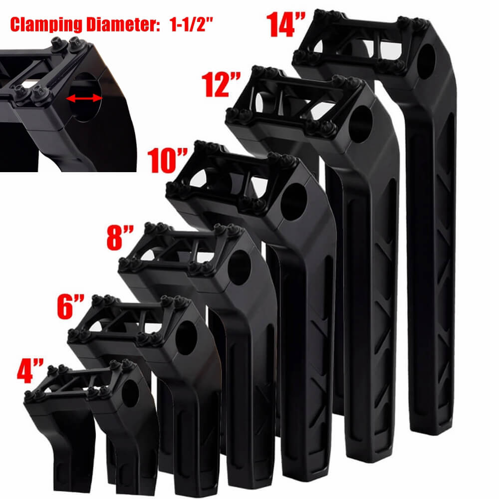 4"-14" Handlebar Riser Clamp Kit 1.5" Pullback For Harley 1-1/2" Tapered Fat Bars Softail Dyna FXFB FLHC FLSL FXLR FXBB FXLRS 18+ - pazoma