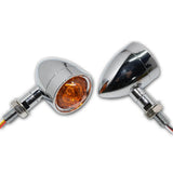 Chrome Motorcycle Turn Signal Bullet Lights Amber Diamond Lens LED Brake Indicator Light Lamp For Harley Bobber Bikes Universal 3 in 1 - pazoma