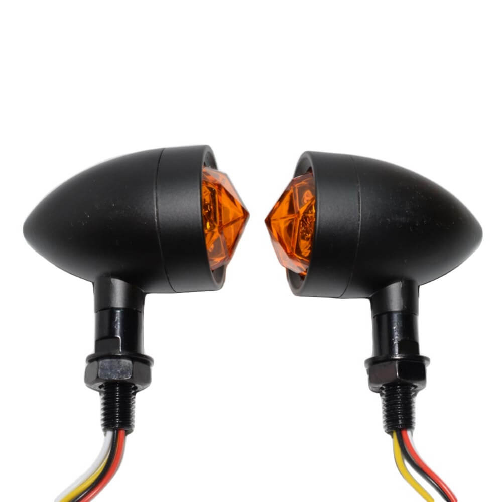 Dreamizer Mini Bullet Motorcycle Turn Signals – Chrome, Amber, 12V, 2pcs, Universal Fit