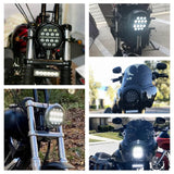 5 3/4" 5.75inch Slim Line Multi LED Round Projection Headlight Black For Harley Davidson and Indian All 5 3/4" Headlight Buckets - pazoma