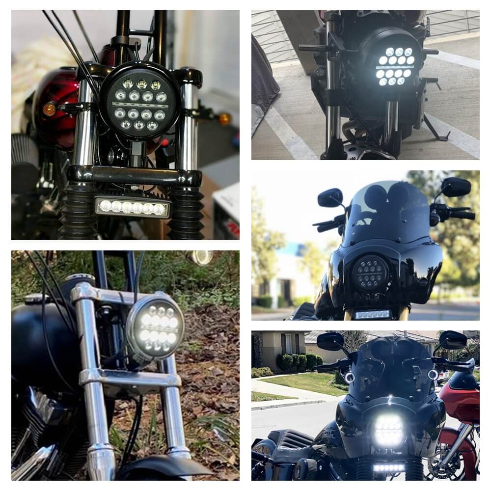 5.75" LED Headlight Buck-Shot Slim-Line Mini-Multi Projection Headlamp For Harley Dyna Softail Sportster Street Street Rod 1988-2022 - pazoma