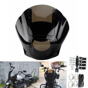Club Style 5.75" Headlight Quarter Fairing Windshield w/universal mounting kit For Harley Dyna Sportster Softail XL FXR FXD FXBB FXLR FXST - pazoma