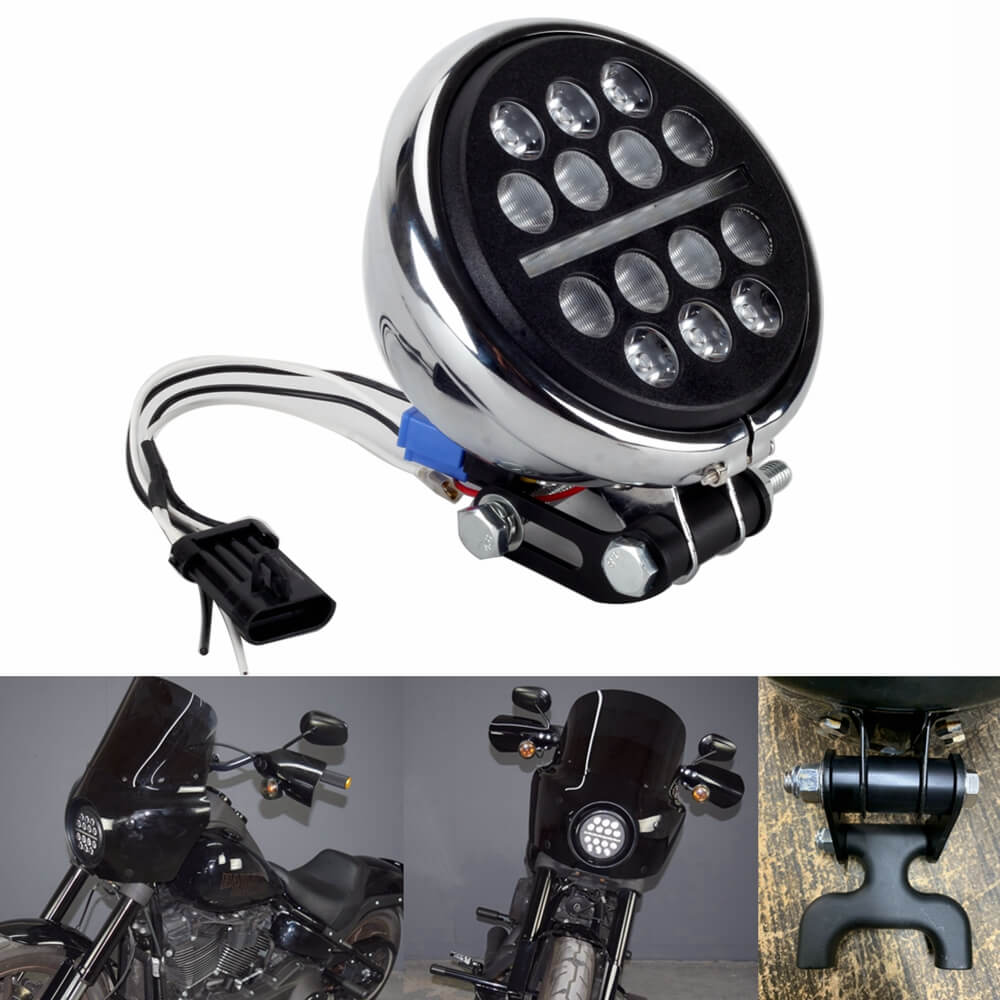 5.75" Multi LED Projection Headlight Headlamp W/ Conversion Mount Extension Bracket Kit For Harley Softail Low Rider S ST FXLRS 20-2023 - pazoma