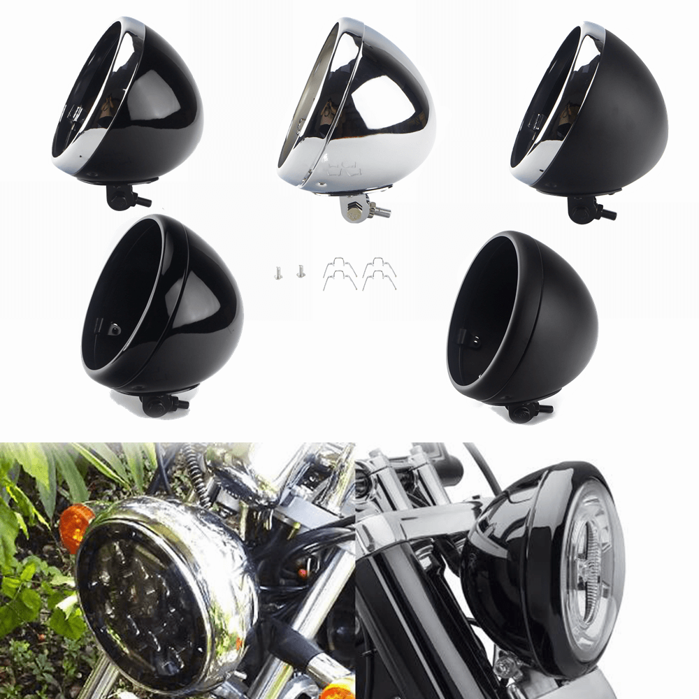 7 inch Motorcycle Headlight Chrome Black Housing Headlamp Light Bulb Bucket For 1986-2011 Harley Heritage Fat Boy Softail - pazoma