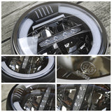 7 inch Universal Motorcycle LED Headlight Head Lamp W/ White Amber Aperture Day Running Light DRL For Chopper Cafe Racer Bobber - pazoma