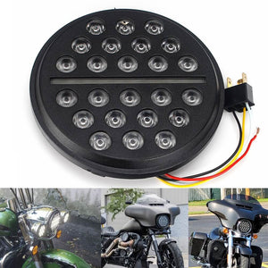 7" round SLIM LINE Multi LED Projection Headlight w/DRL Fits For All 7" Harley Davidson and Indian Headlight Buckets - pazoma