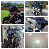 7" round SLIM LINE Multi LED Projection Headlight w/DRL Fits For All 7" Harley Davidson and Indian Headlight Buckets - pazoma