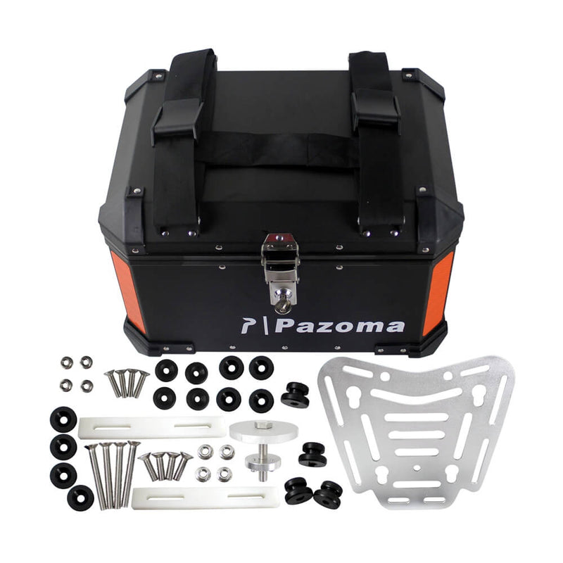 Universal Motorcycle Top Case Aluminum 45L Cargo Storage Tail Box Motorbike Street Bike Rear Luggage Lock Topcase BMW Honda Triumph Yamaha - pazoma