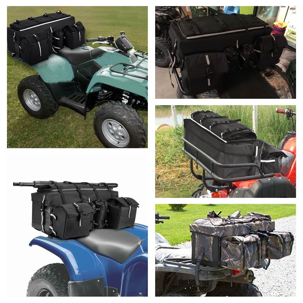 ATV Cargo Bag Rear Rack Gear Bag Made of 600D Waterproof Fabric with Topside Bungee Tie-Down Storage Padded-Bottom Multi-compartment - pazoma