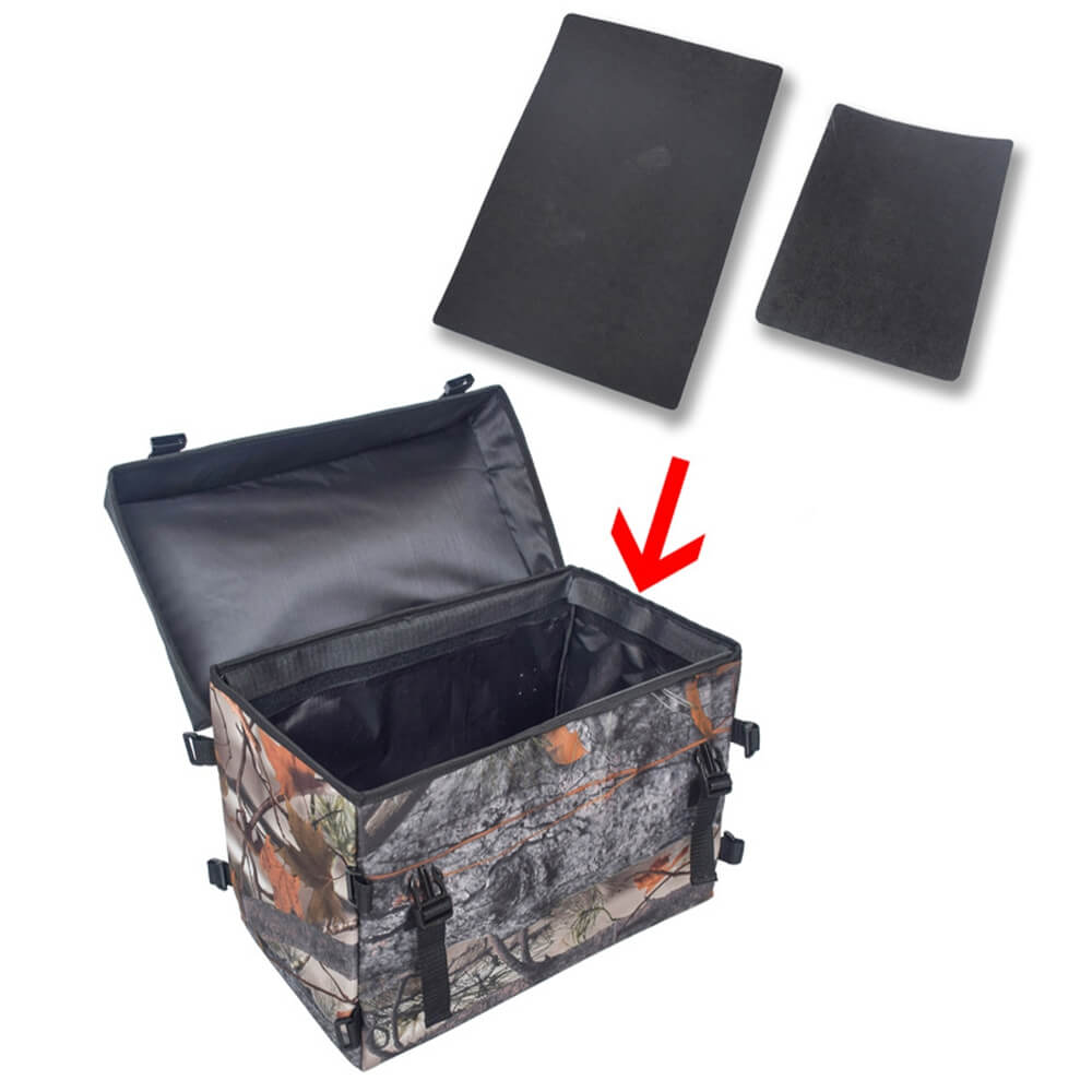ATV Cargo Bag Rear Rack Gear Bag 600D Waterproof Oxford w/Topside Bungee Tie-Down Storage Padded-Bottom Multi-compartment Rear Seat Bag Camouflage - pazoma
