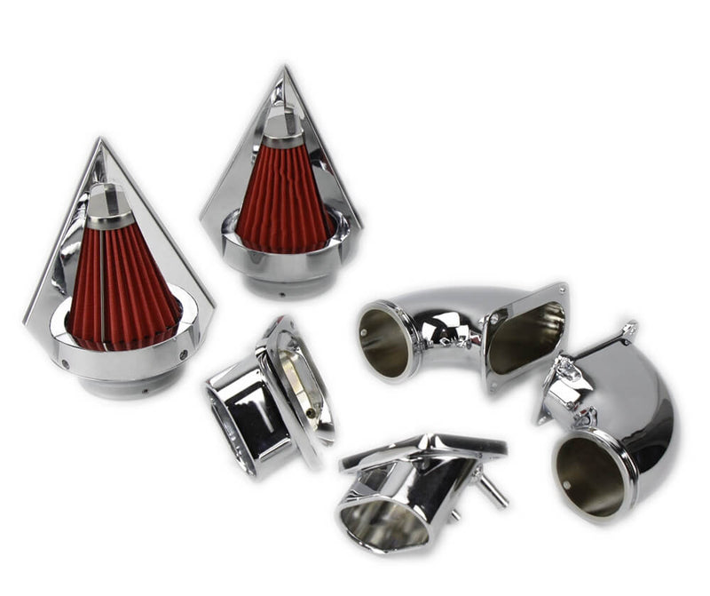 Motorcycle Dual Spike Air Cleaner Red Filter Kit Intake For Suzuki Boulevard M109 M109R VZR1800 All Years Chrome - pazoma