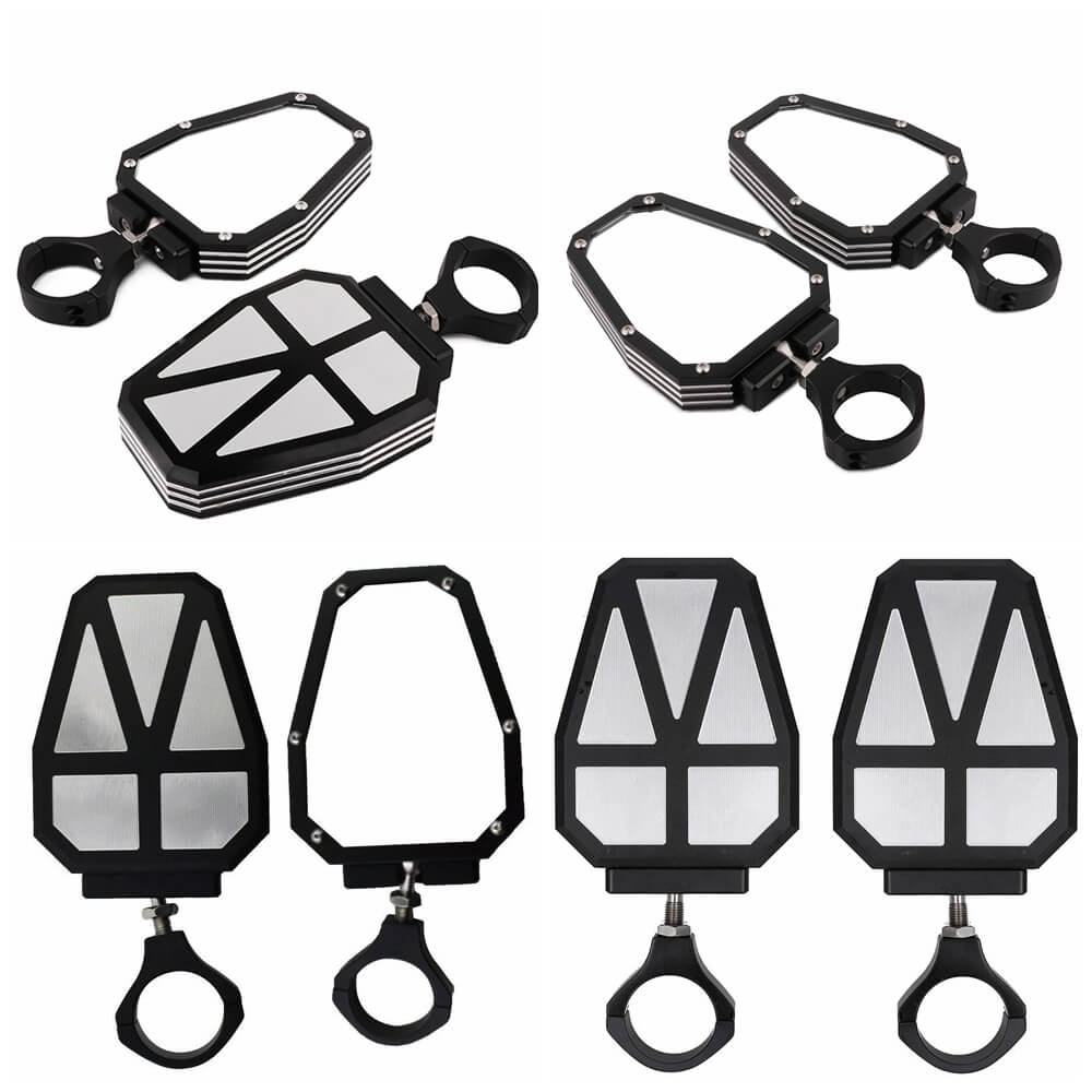 UTV Side Mirror Aluminium Alloy Offroad Rear View Mirrors w/ 1.75" Bar for Polaris RZR 1000 XP Arctic Cat Kawasaki Yamaha Rhino Honda Pioneer - pazoma