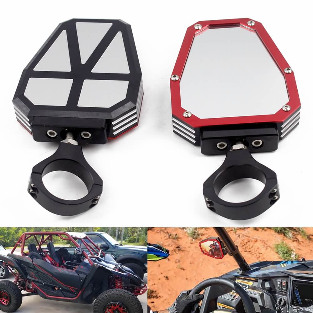 UTV Side Mirror Aluminium Alloy Offroad Rear View Mirrors w/ 1.75" Bar for Polaris RZR 1000 XP Arctic Cat Kawasaki Yamaha Rhino Honda Pioneer - pazoma