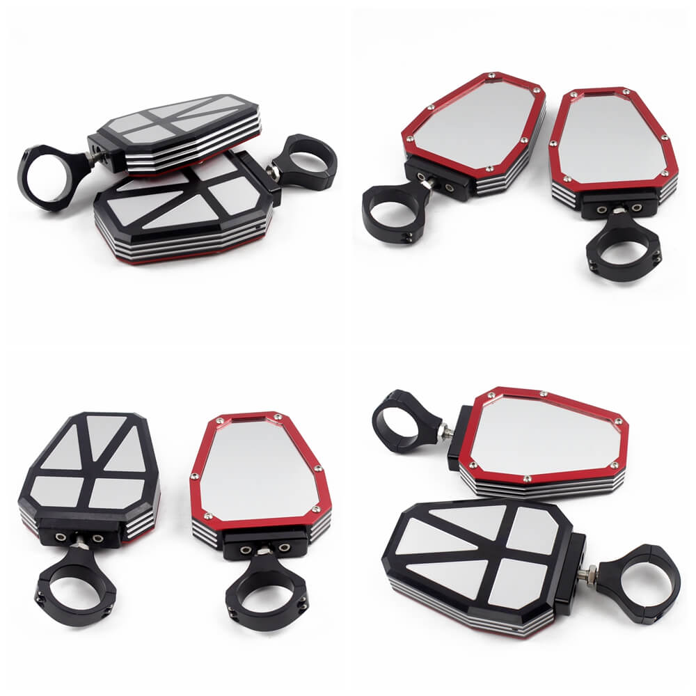 UTV Side Mirror Aluminium Alloy Offroad Rear View Mirrors w/ 1.75" Bar for Polaris RZR 1000 XP Arctic Cat Kawasaki Yamaha Rhino Honda Pioneer - pazoma
