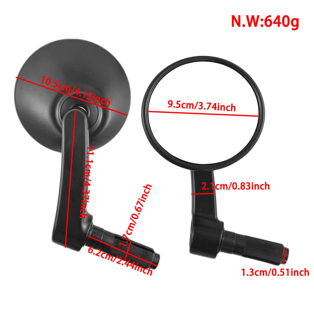 Motorcycle Universal Aluminum Round Rear View Handle Bar End Mirrors for Kawasaki Yamaha Honda Suzuki Chopper Cafe Racer Bobber - pazoma